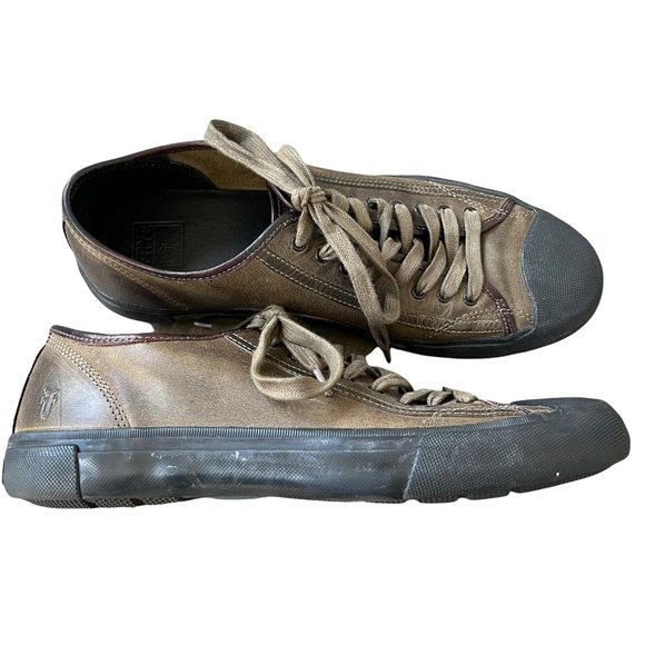 FRYE Ryan Leather Sneakers Casual Shoes Military Green - Picture 4 of 9